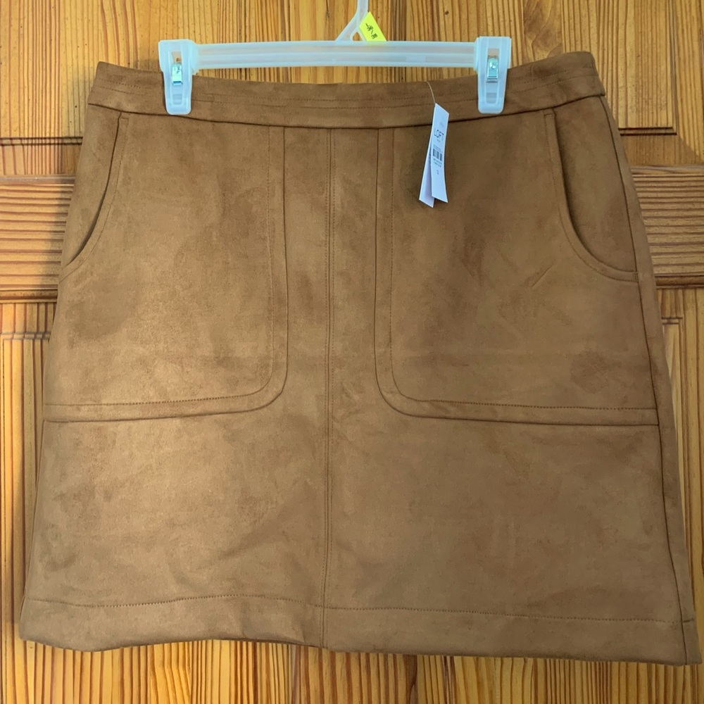 Loft Outlet Camel-colored Tan Skirt, Faux Suede,12